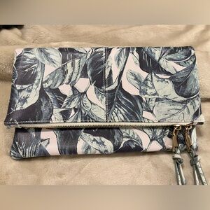 Kaari Blue Tropical Green Blue Fold Over Clutch